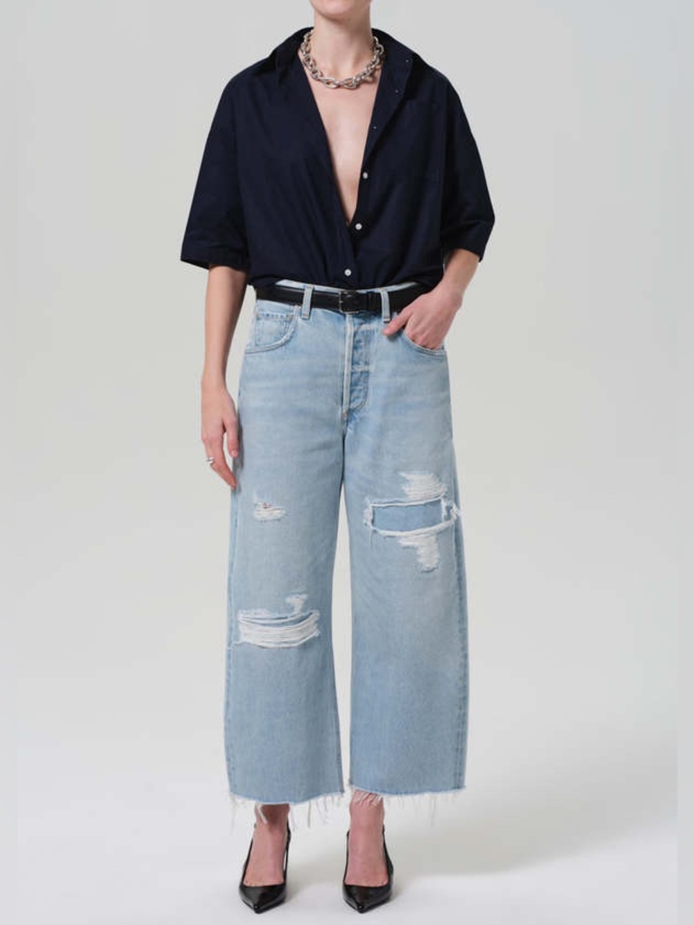 Citizens of Humanity Ayla Raw Hem Crop Jean - Vaquero - sz 26 GUC
